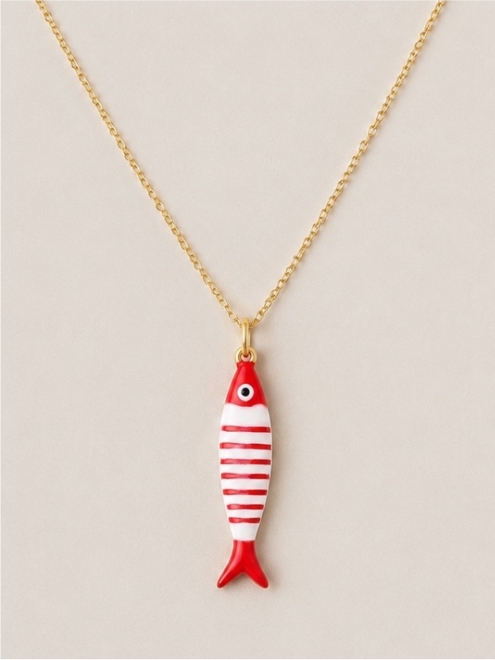New! Coastal 18K Gold Plated Red Fish Sardine Dopamine Necklace NWOT (5009)